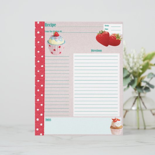 Erdbeeren & Creme Polka-Punkte Rezeptseite (Stehend Vorderseite)