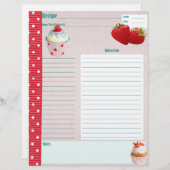 Erdbeeren & Creme Polka-Punkte Rezeptseite (Vorne/Hinten)