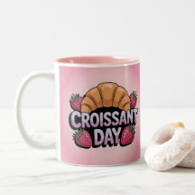Erdbeeren Croissant Tag Rosa Tasse