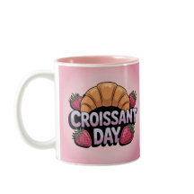 Erdbeeren Croissant Tag Rosa Tasse