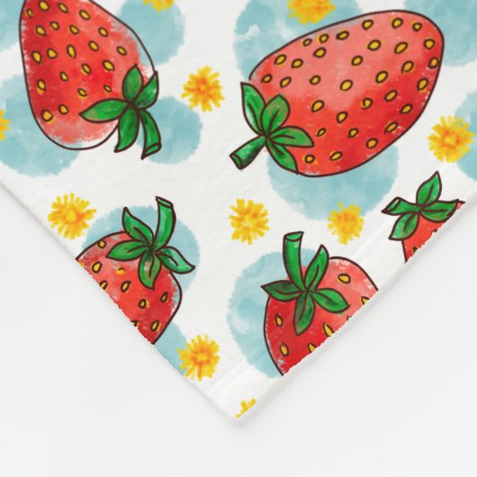 Erdbeeren & Daisies Fleece Blanket (Ecke)