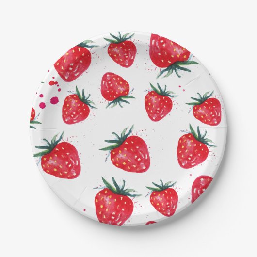 Erdbeeren Dekorpapier-Teller Pappteller (Vorderseite)