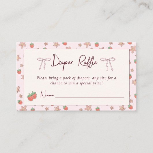 Erdbeeren Diaper Raffle Summer Baby Dusche Begleitkarte (Vorderseite)
