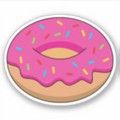 Erdbeeren Donut mit Sprinklen-Cartoon Aufkleber (Vorderseite)