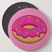 Erdbeeren Donut mit Sprinklen-Cartoon Button (Vorne & Hinten)