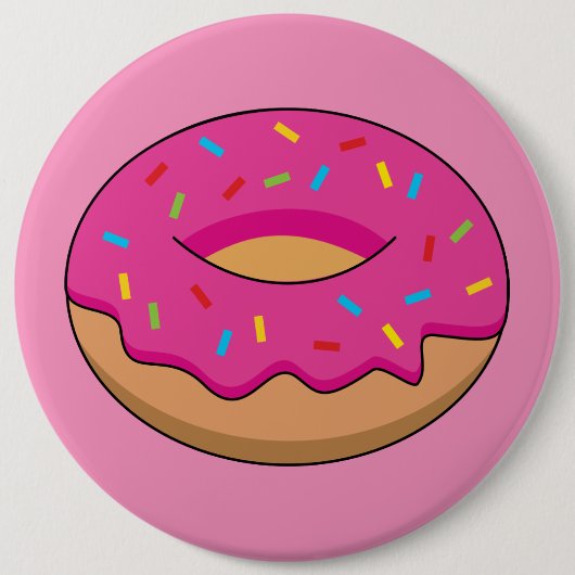 Erdbeeren Donut mit Sprinklen-Cartoon Button (Vorderseite)