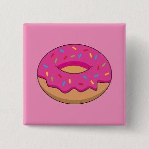 Erdbeeren Donut mit Sprinklen-Cartoon Button