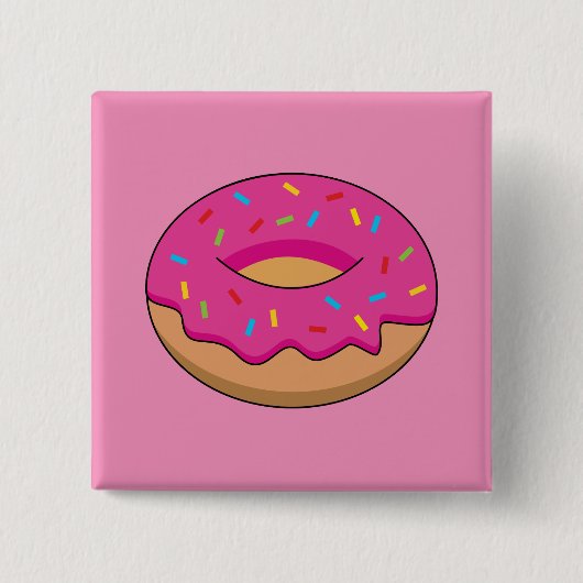 Erdbeeren Donut mit Sprinklen-Cartoon Button (Vorderseite)
