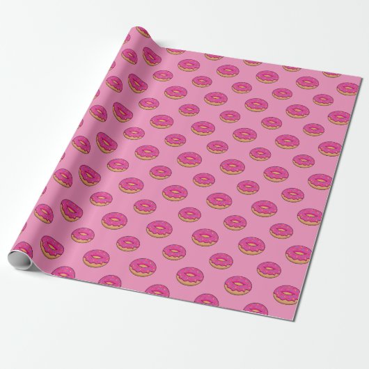 Erdbeeren Donut mit Sprinklen-Cartoon Geschenkpapier (Ungerollt)