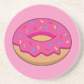 Erdbeeren Donut mit Sprinklen-Cartoon Getränkeuntersetzer (Vorne)