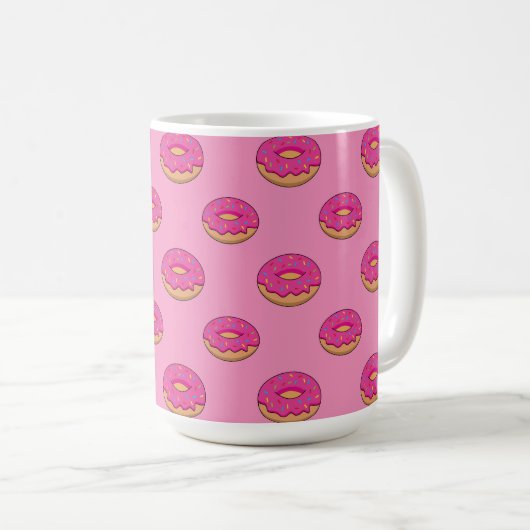 Erdbeeren Donut mit Sprinklen-Cartoon Kaffeetasse (VorderseiteRechts)