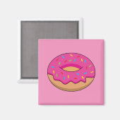 Erdbeeren Donut mit Sprinklen-Cartoon Magnet (Vorderseite/Rückseite)