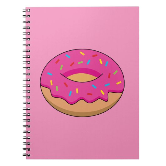 Erdbeeren Donut mit Sprinklen-Cartoon Notizblock (Vorderseite)