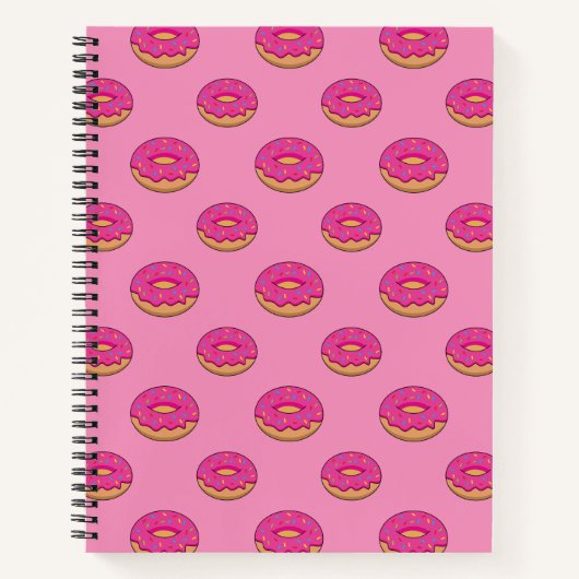 Erdbeeren Donut mit Sprinklen-Cartoon Notizblock (Vorderseite)