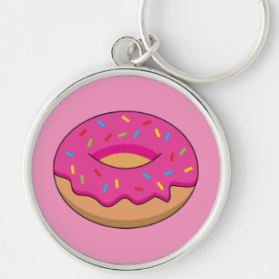 Erdbeeren Donut mit Sprinklen-Cartoon Schlüsselanhänger