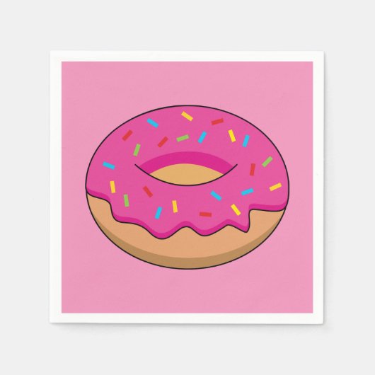 Erdbeeren Donut mit Sprinklen-Cartoon Serviette (Vorderseite)