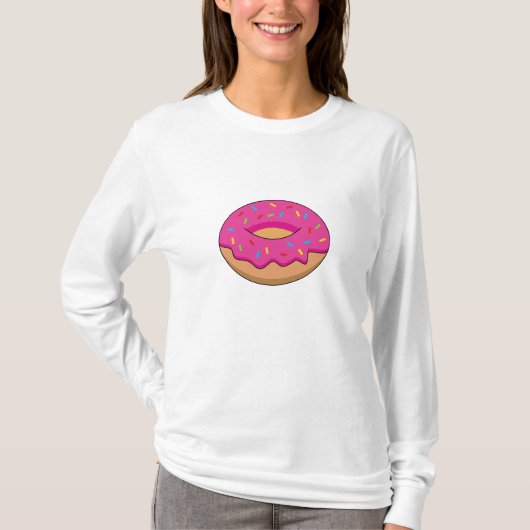 Erdbeeren Donut mit Sprinklen-Cartoon T-Shirt (Vorderseite)
