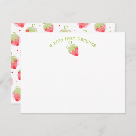 Erdbeeren & Dots Niedliche Girly Note Card Mitteilungskarte (Vorne/Hinten)