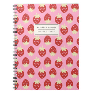 Erdbeeren-Dreh-Notebook (rosa) Notizblock