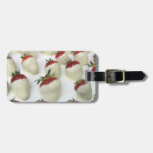 Erdbeeren eingetaucht in weiße Schokolade Gepäckanhänger (Vorderseite horizontal)