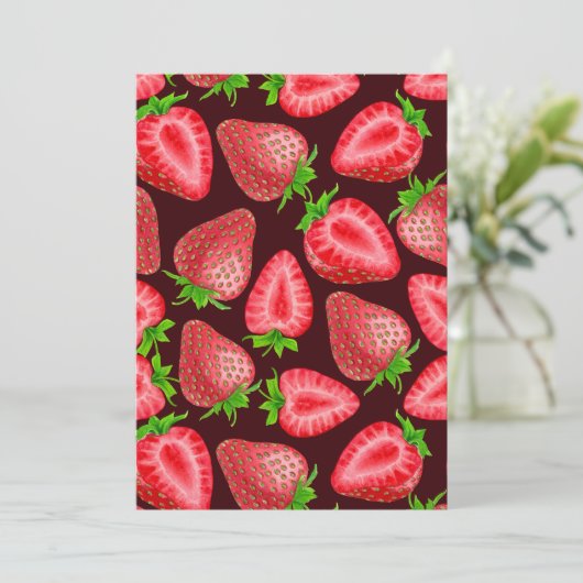 Erdbeeren Einladung (Stehend Vorderseite)