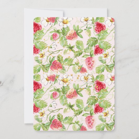 Erdbeeren Elegant Geburtstagsparty Einladung (Rückseite)