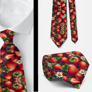 Erdbeeren Erdbeer Muster Rot Floral Krawatte