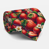Erdbeeren Erdbeere Muster Rotes Florenhaus Krawatte (Gerollt)