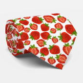 Erdbeeren Erdbeeren Muster Rot und Weiß Krawatte (Gerollt)