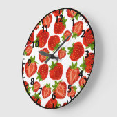Erdbeeren Erdbeeren Rotes Muster Große Wanduhr (Winkel)