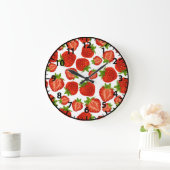 Erdbeeren Erdbeeren Rotes Muster Große Wanduhr (Zuhause)