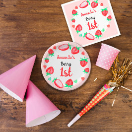 Erdbeeren Erstbeere zum 1. Geburtstag Pappteller