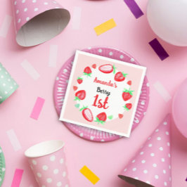 Erdbeeren Erstbeere zum 1. Geburtstag Serviette