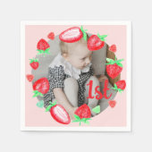 Erdbeeren Erstbeere zum 1. Geburtstag Serviette (Vorderseite)