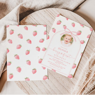 Erdbeeren Erster Geburtstag Berry Sweet Mädchen Einladung