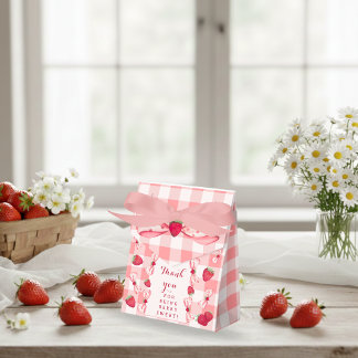 Erdbeeren Erster Geburtstag Rot Gingham-Schleifen Geschenkschachtel
