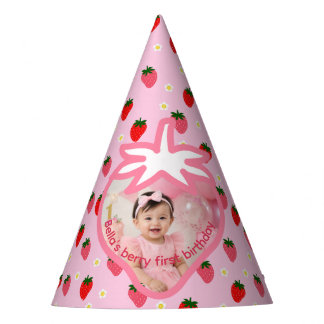 Erdbeeren Erstes Geburtstagsmädchen Erdbeeren Part Partyhütchen