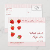 Erdbeeren Fallende rosa Streifen in Bezug auf Post Postkarte (Vorne/Hinten)
