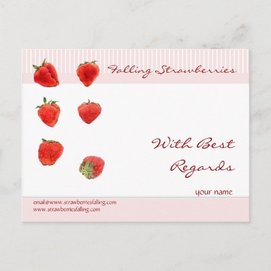 Erdbeeren Fallende rosa Streifen in Bezug auf Post Postkarte (Vorderseite)