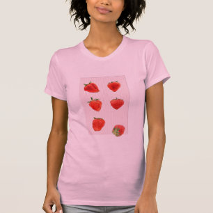 Erdbeeren Fallende rosa Streifen Ladys T - Shirt
