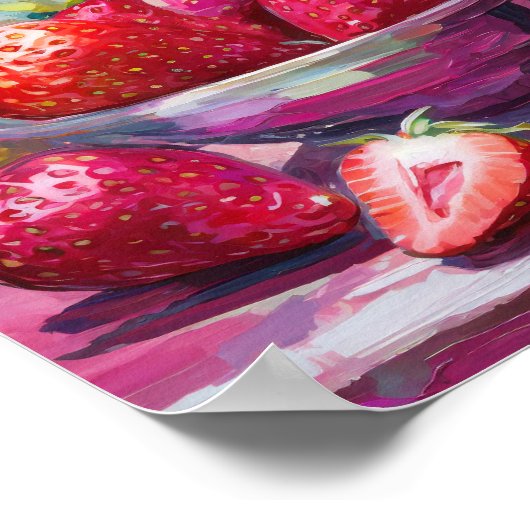 Erdbeeren Farben Moderne Abstrakte Malerei Poster (Ecke)