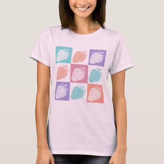 Erdbeeren Farbige Sommer T-Shirt (Vorderseite)