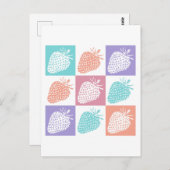 Erdbeeren farbiger Sommer Postkarte (Vorne/Hinten)