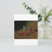 Erdbeeren, Finkenvogel und Früchte Erdbeeren Postkarte (Stehend Vorderseite)