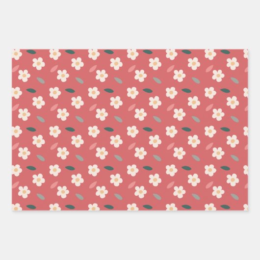 Erdbeeren, Florale und Abstraktes Muster Geschenkpapier Set (Vorderseite 2)