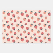 Erdbeeren, Florale und Abstraktes Muster Geschenkpapier Set (Vorderseite)