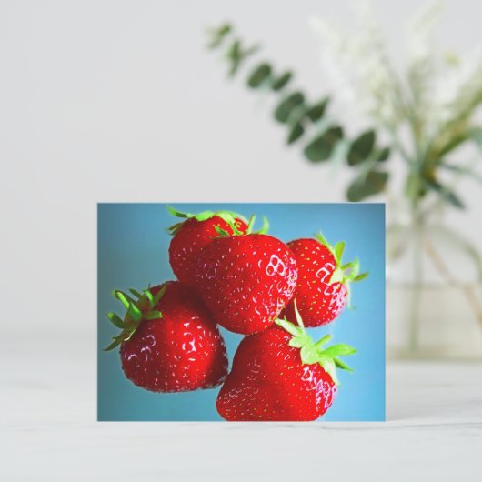 Erdbeeren-Foto Postkarte (Stehend Vorderseite)