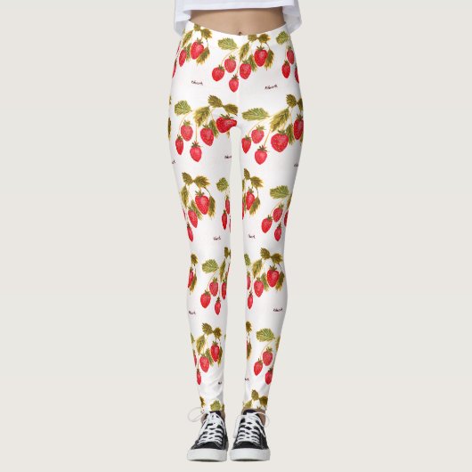 Erdbeeren Früchte Aquarellbeeren Muster Leggings (Vorderseite)
