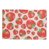 Erdbeeren-Fruchtmuster-Illustration auf Rosa Kissenbezug (Rückseite-Links)