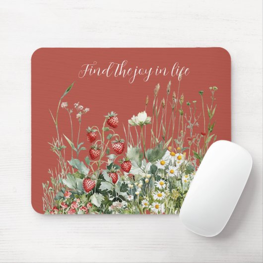 Erdbeeren Gänseblümchen Blumen Mousepad (Mit Mouse)